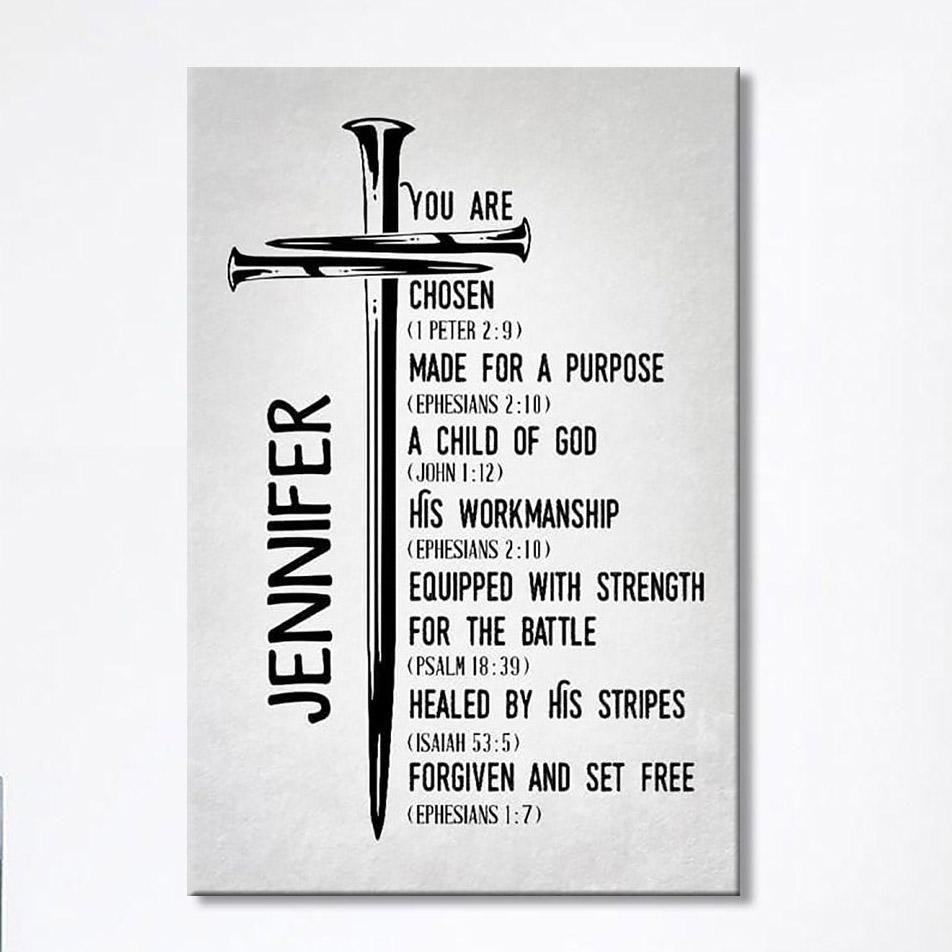 Personalized Chosen Made For A Purpose Child Of God Canvas Wall Art- Christian Wall Decor Personalized Chosen Made For A Purpose Child Of God Canvas Wall Art- Christian Wall Decor