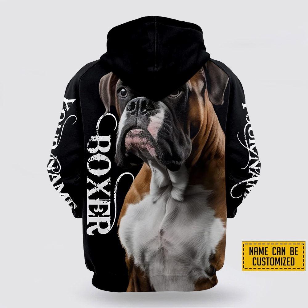 Personalized Name Boxer  All Over Print Hoodie Shirt – Gift For Dog Lover