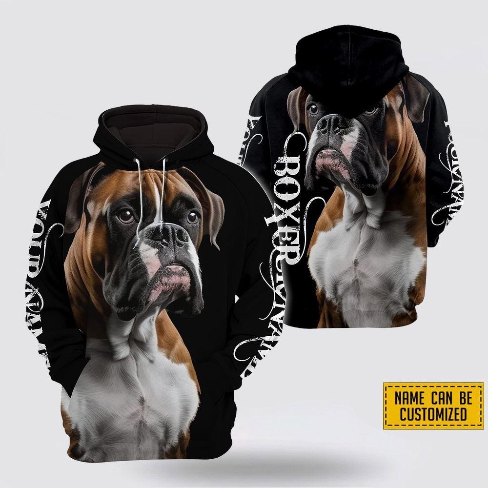 Personalized Name Boxer  All Over Print Hoodie Shirt – Gift For Dog Lover