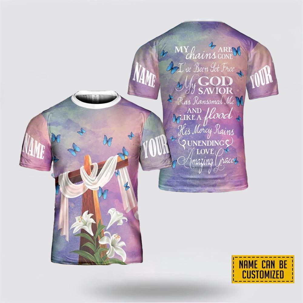 Personalized Name Easter Lily Butterfly Jesus Cross All Over Print 3D T Shirt – Gifts For Jesus Lovers Personalized Name Easter Lily Butterfly Jesus Cross All Over Print 3D T Shirt – Gifts For Jesus Lovers