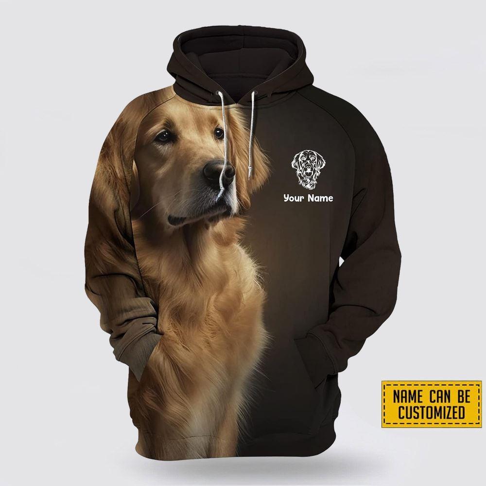 Personalized Name Golden Retriever All Over Print Hoodie Shirt – Gift For Dog Lover