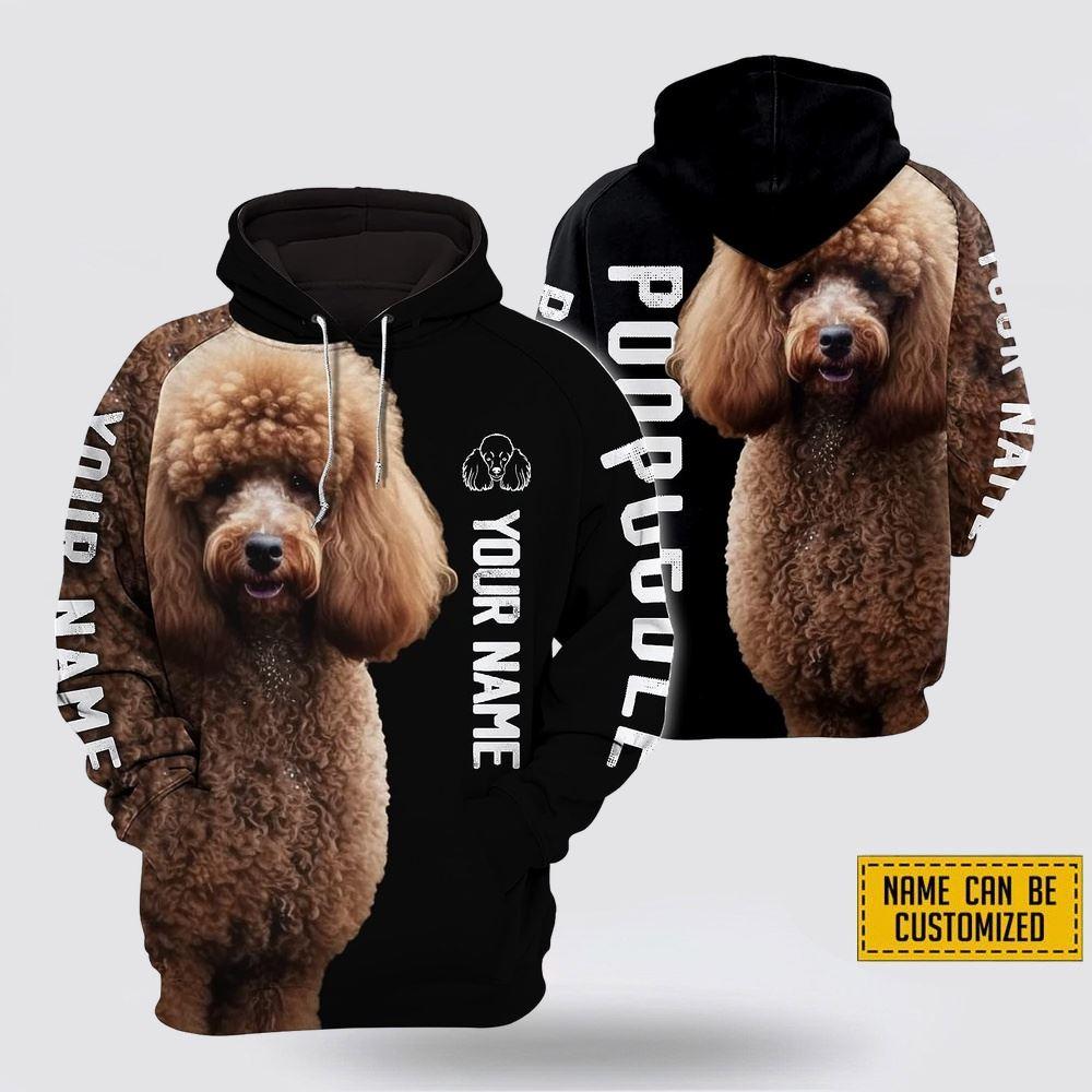 Personalized Name Poodle Brown Dog All Over Print Hoodie Shirt – Gift For Dog Lover