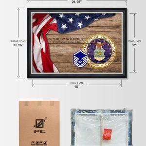 Personalized US Air Force Rustic American Flag MCMXLVII US Air Force Framed Canvas Wall Art – Gift For Military Personnel