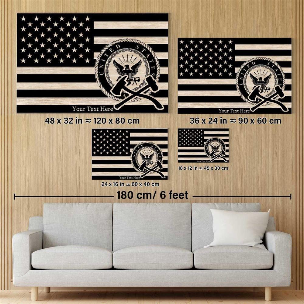 Personalized US Navy Canvas Print With Veteran Black And White Paintings 4th of July Navy Canvas Wall Art – Gift For Military Personnel