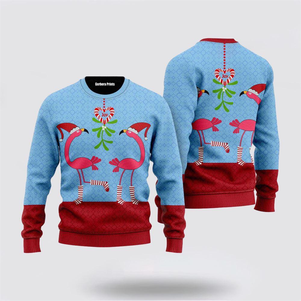 Pink Flamingos Christmas Funky Pattern Ugly Christmas Sweater – Christmas Gifts For Frends