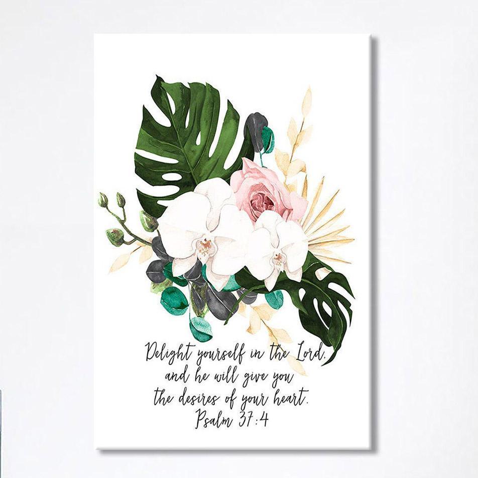 Psalms 37 4 Orchid Wall Decor – Delight Yourself In The Lord Canvas Wall Art – Christian Wall Art Canvas