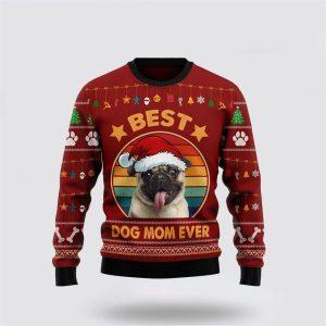 Pug Best Dog Mom Ever Ugly Christmas&hellip;