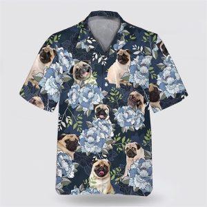 Pug Dog On The Blue Flower Background&hellip;