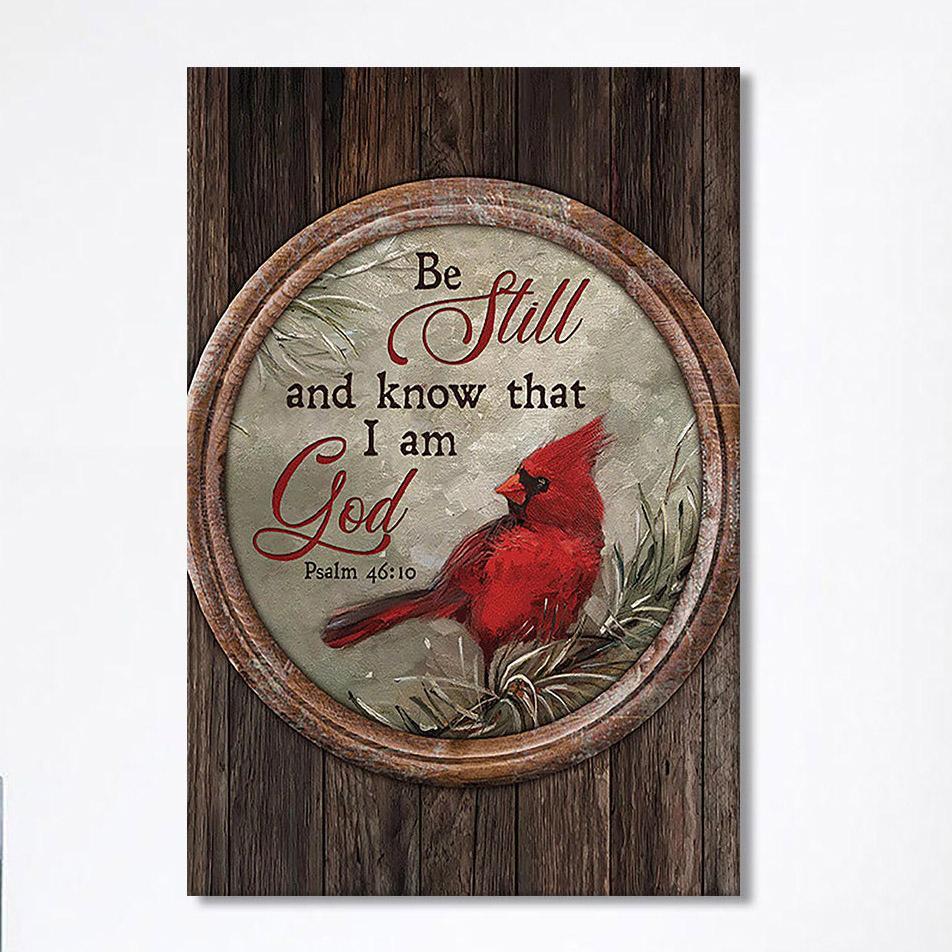 Red Cardinal Be Still And Know That I Am God Canvas – Christian Wall Art Canvas – Religious Home Decor