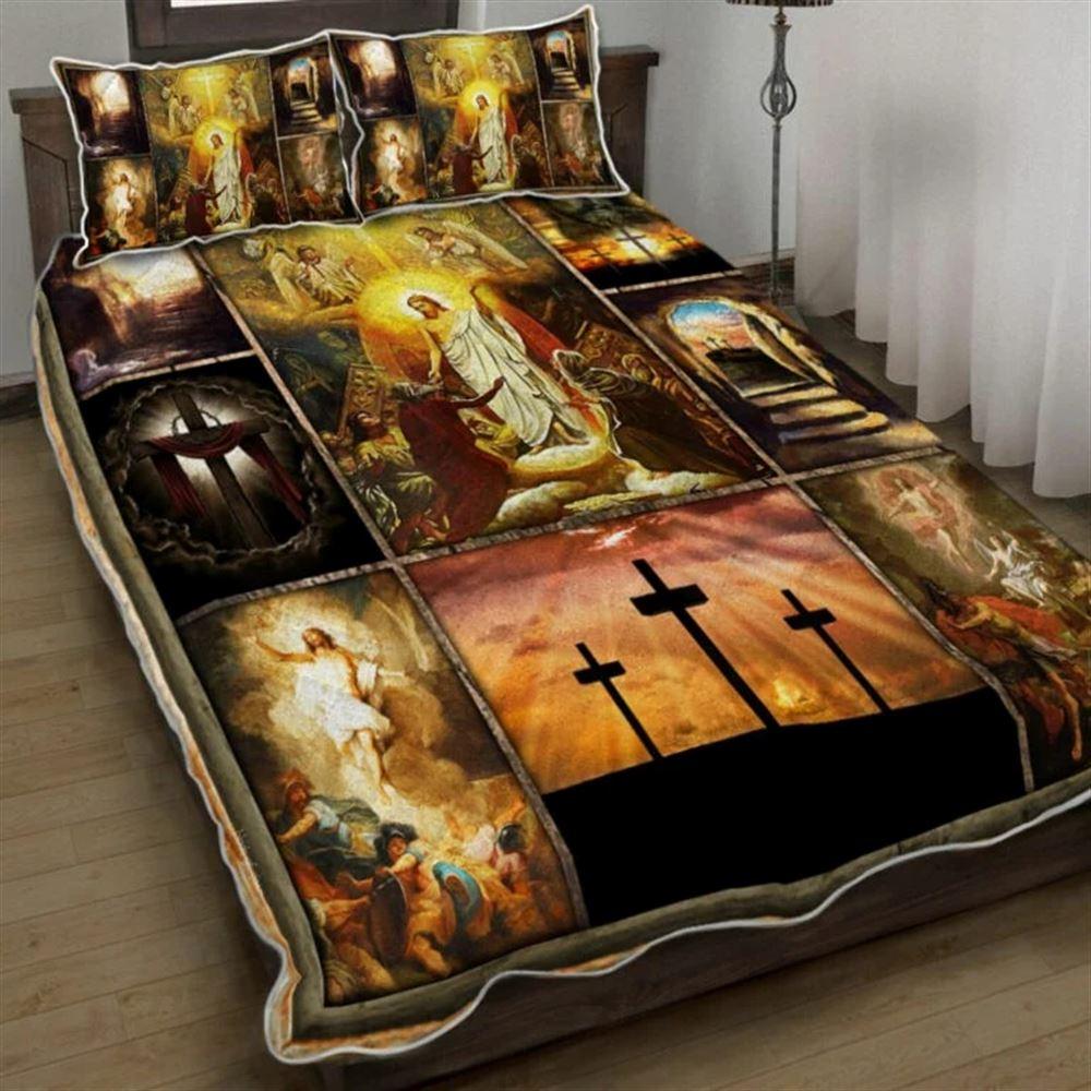 Resurrection Of Jesus Easter Quilt Bedding Set – Christian Gift For Believers
