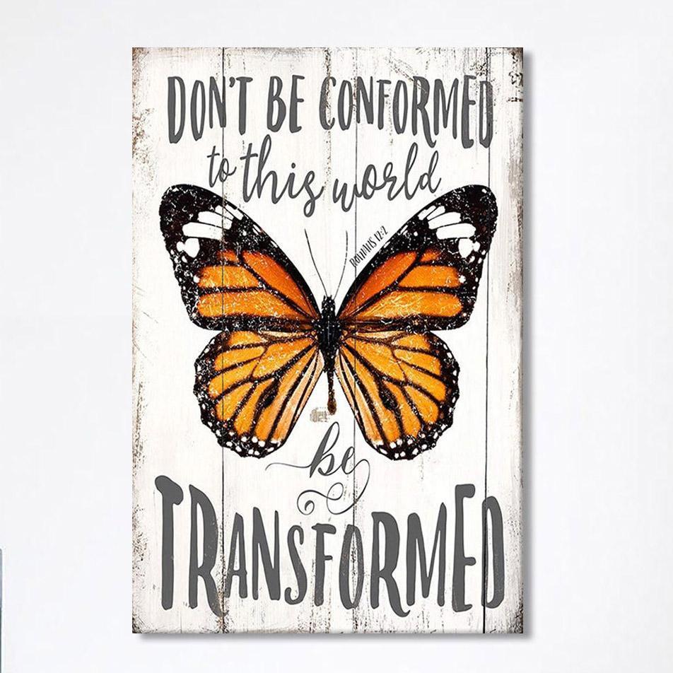 Romans 12 2 Butterfly Wall Art Canvas – Be Transform – Decoration For Bedroom, Bathroom, Office, Living Room