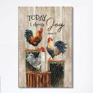 Rooster Today I Choose Joy Canvas Wall&hellip;