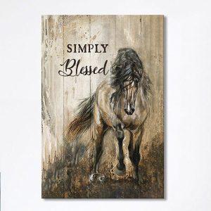 Running Horse Simply Blessed Canvas Print- Christian&hellip;