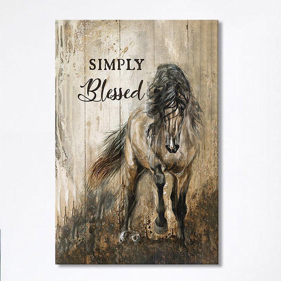Running Horse Simply Blessed Canvas Print- Christian Wall Art Canvas Home Decor Running Horse Simply Blessed Canvas Print- Christian Wall Art Canvas Home Decor