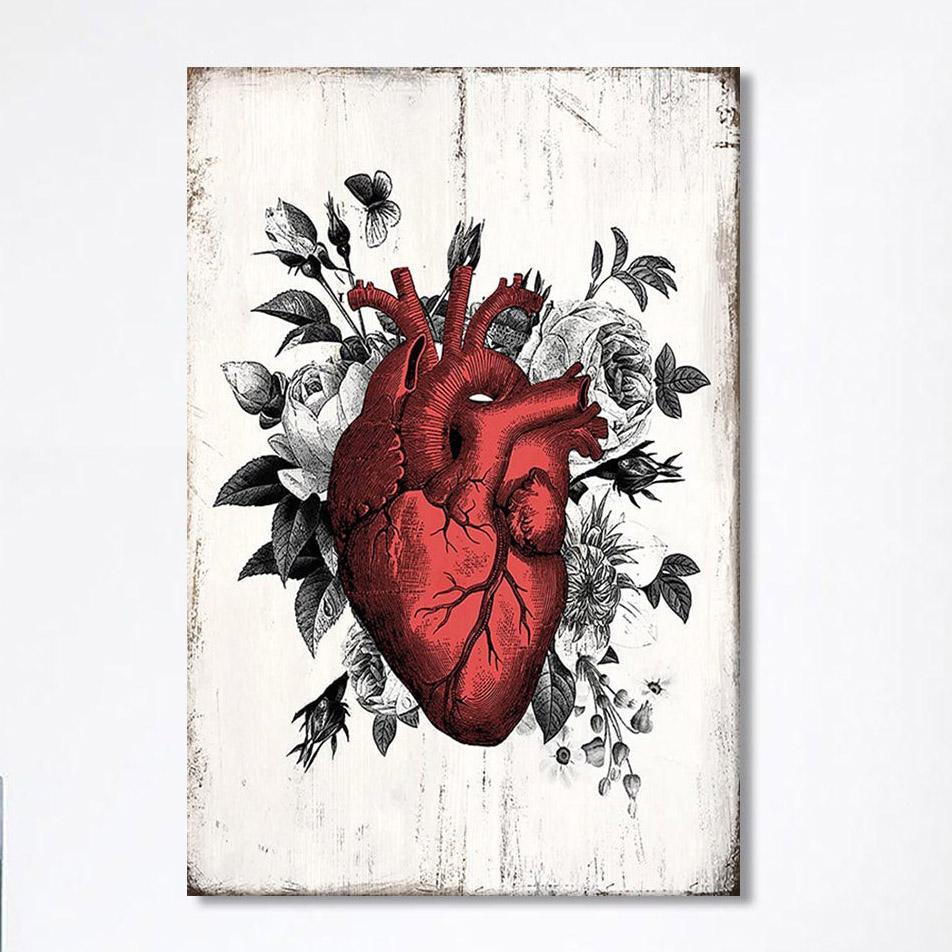 Rustic Floral Heart Wall Art – Decoration For Living Room, Bedroom, Medical Office – Gift For Nurse, Doctor, Rn, Physician Assistant, Women