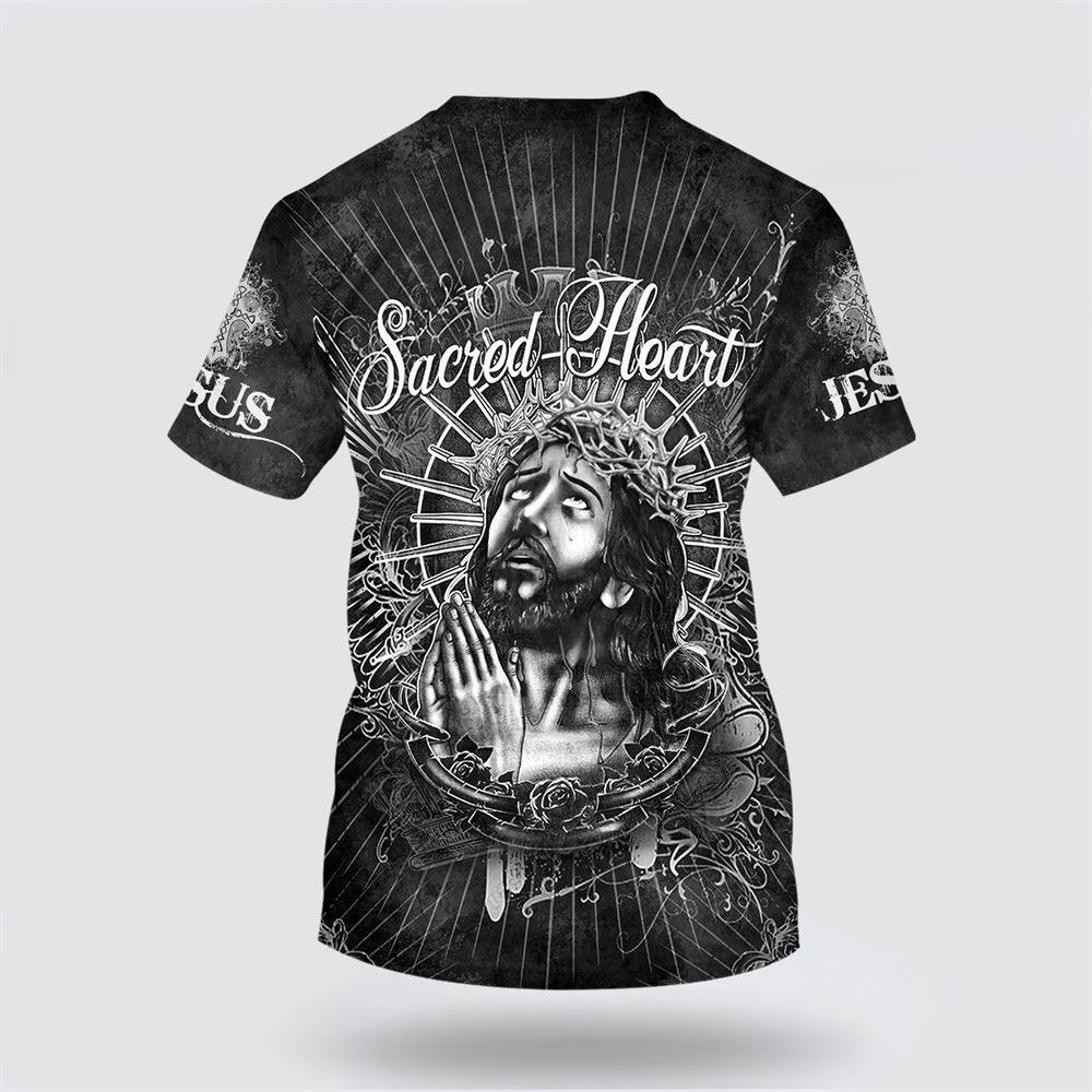 Sacred Heart Of Jesus Prayer All Over Print 3D T Shirt – Gifts For Christians