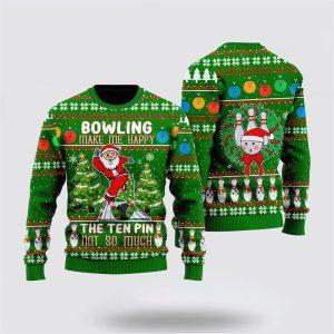 Santa Bowling Go Strike Ugly Christmas Sweater&hellip;