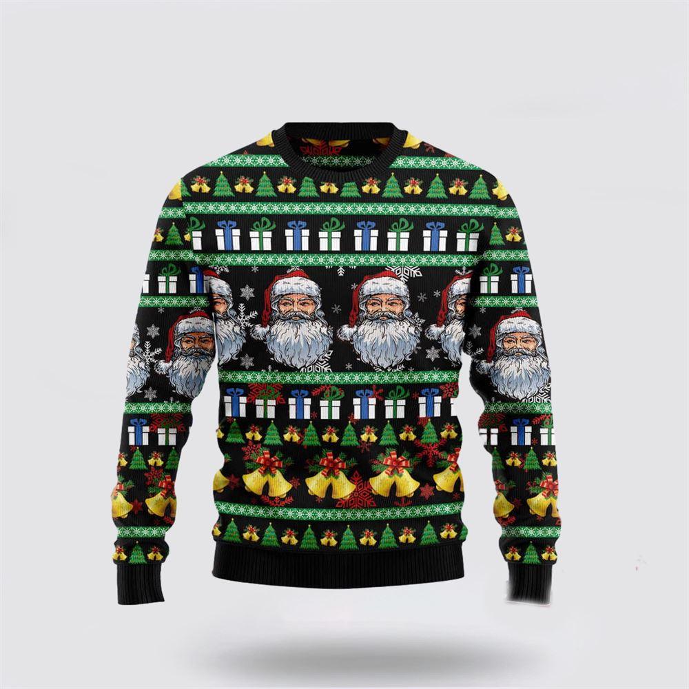 Santa Claus Jingle Bell Funny Ugly Christmas Sweater – Christmas Gifts For Frends
