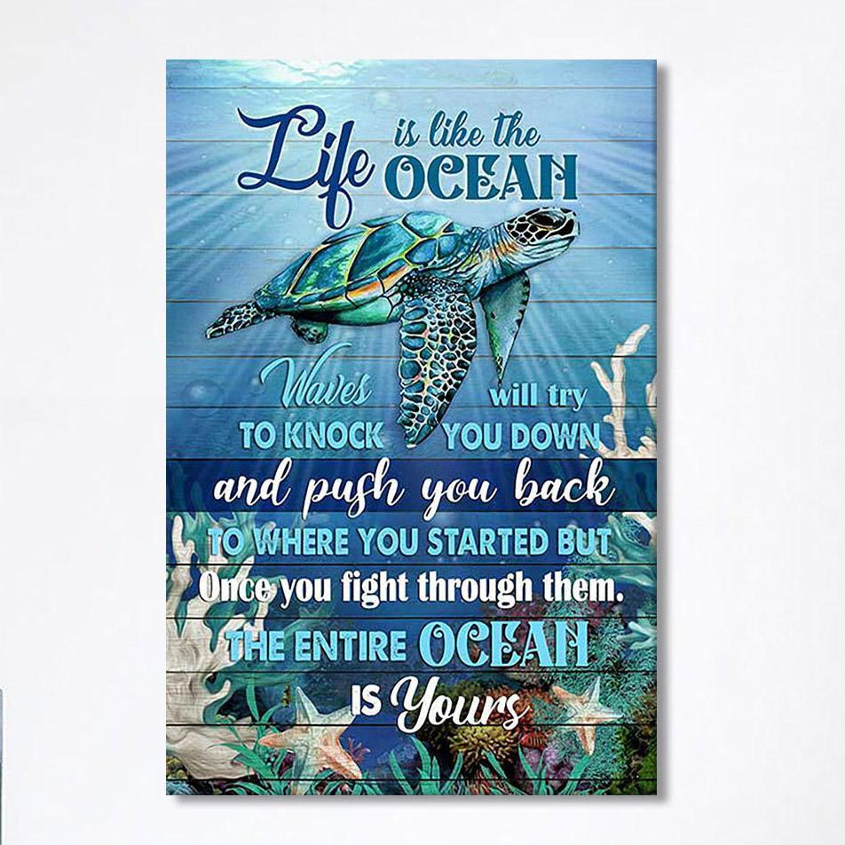 Sea Turtle Life Is Like The Ocean Canvas Print- Christian Wall Art Canvas Home Decor Sea Turtle Life Is Like The Ocean Canvas Print- Christian Wall Art Canvas Home Decor