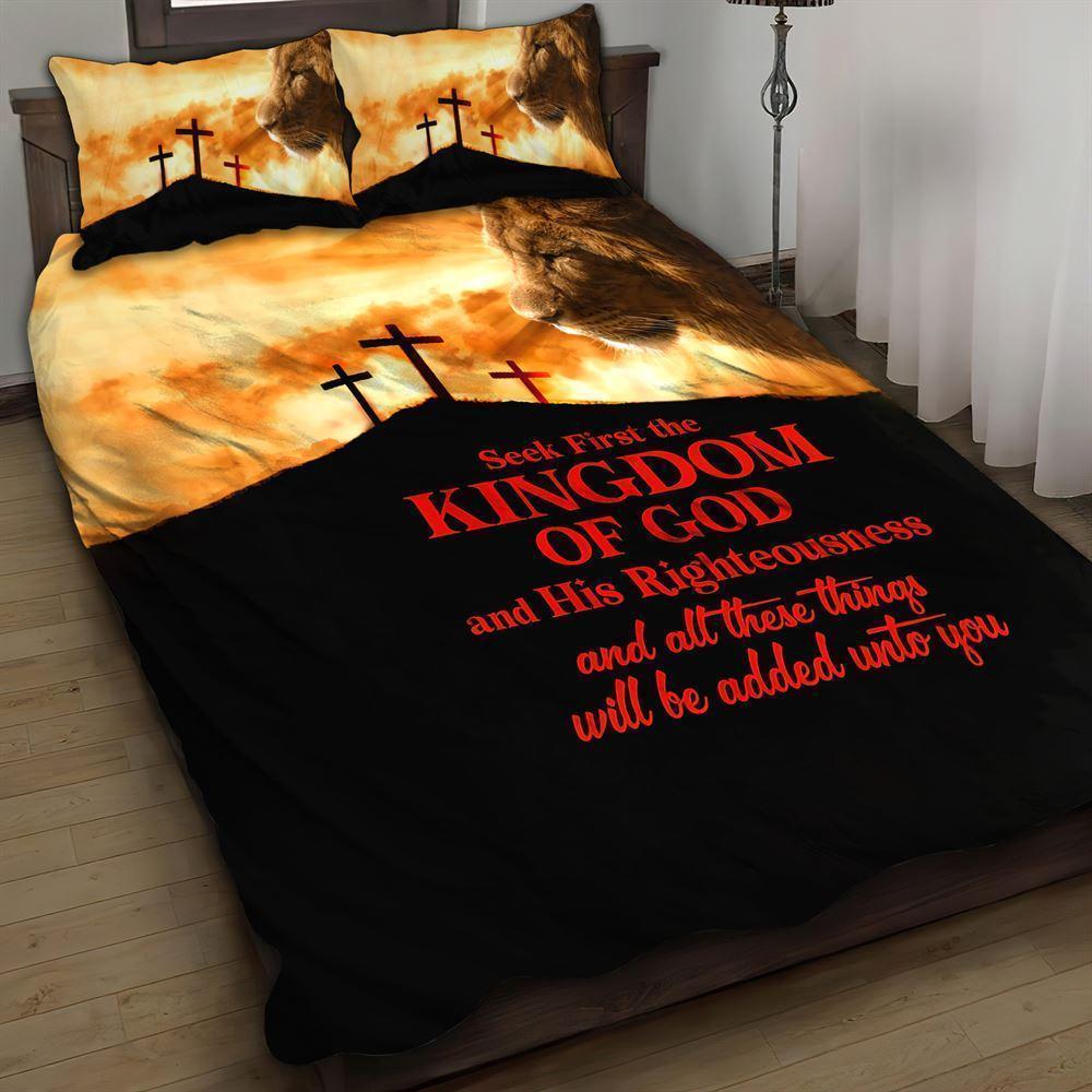 Seek First The Kingdom of God Christian Quilt Bedding Set – Christian Gift For Believers