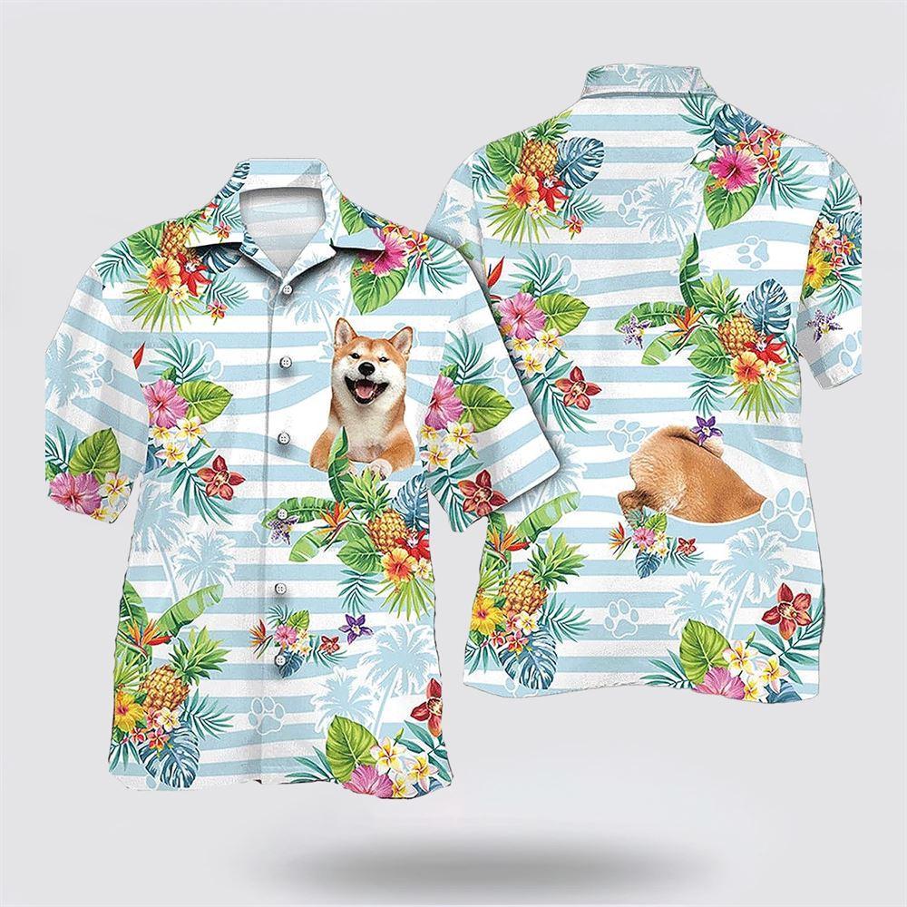Shiba Inu Dog Pineapple Flower Pattern Hawaiian Shirt – Dog Lover Hawaiian Shirts