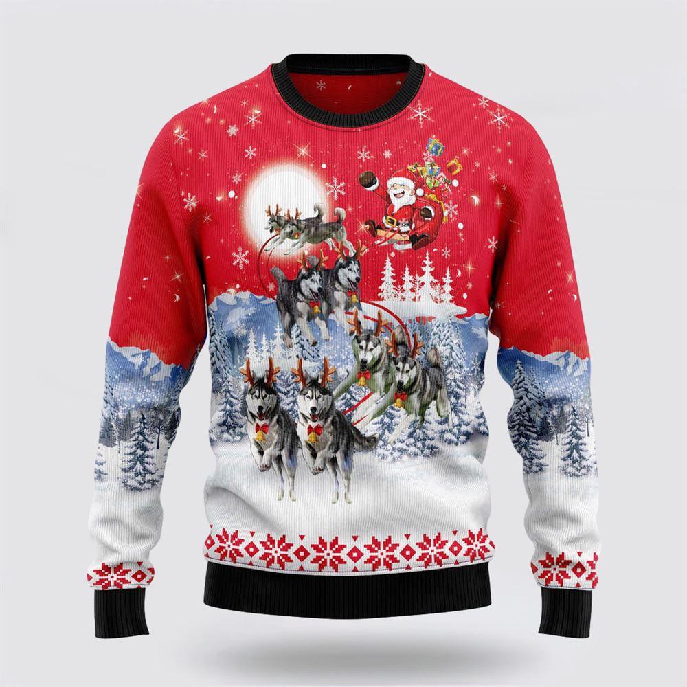 Siberian Husky Santa Claus Ugly Christmas Sweater – Christmas Gifts For Frends