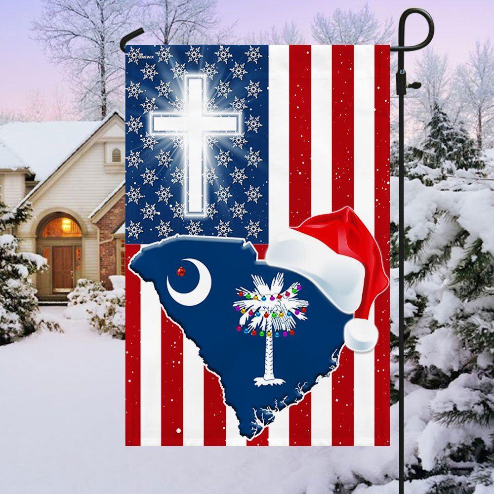 South Carolina Christmas Flag Christmas Palm Tree Santa State Flag – Christmas Flag Outdoor Decoration