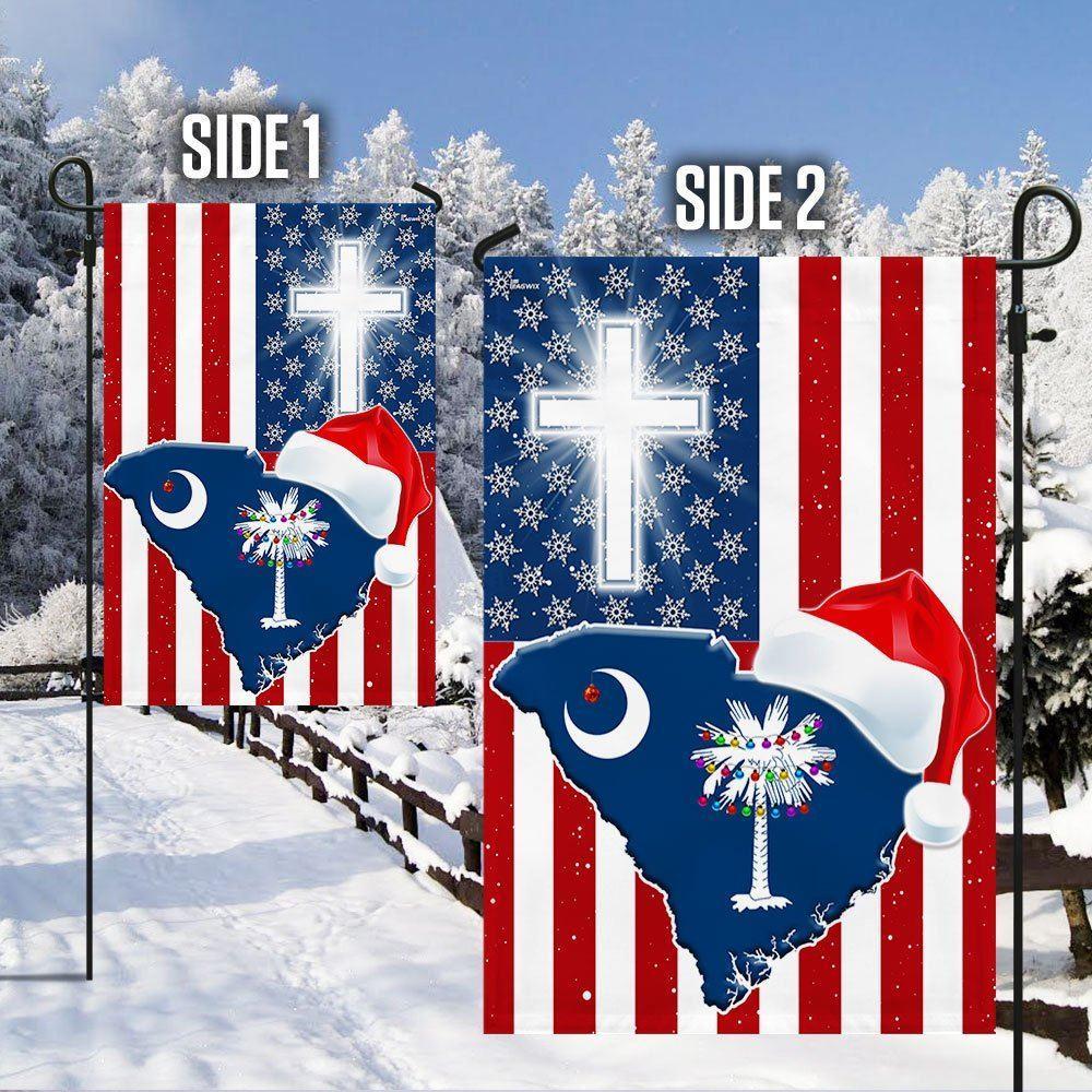 South Carolina Christmas Flag Christmas Palm Tree Santa State Flag – Christmas Flag Outdoor Decoration