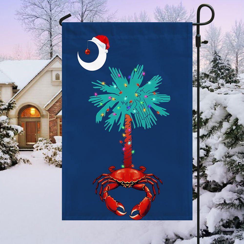 South Carolina Christmas Flag Palm Tree South Carolina Crab Santa Flag – Christmas Flag Outdoor Decoration