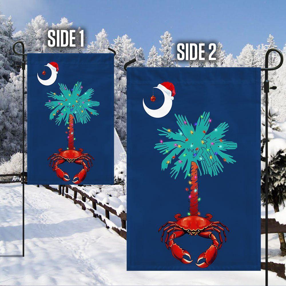 South Carolina Christmas Flag Palm Tree South Carolina Crab Santa Flag – Christmas Flag Outdoor Decoration