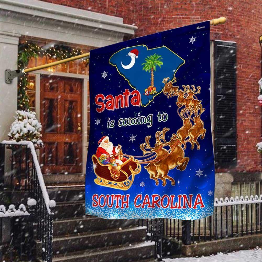South Carolina Christmas Flag Santa Is Coming To South Carolina – Christmas Flag Outdoor Decoration
