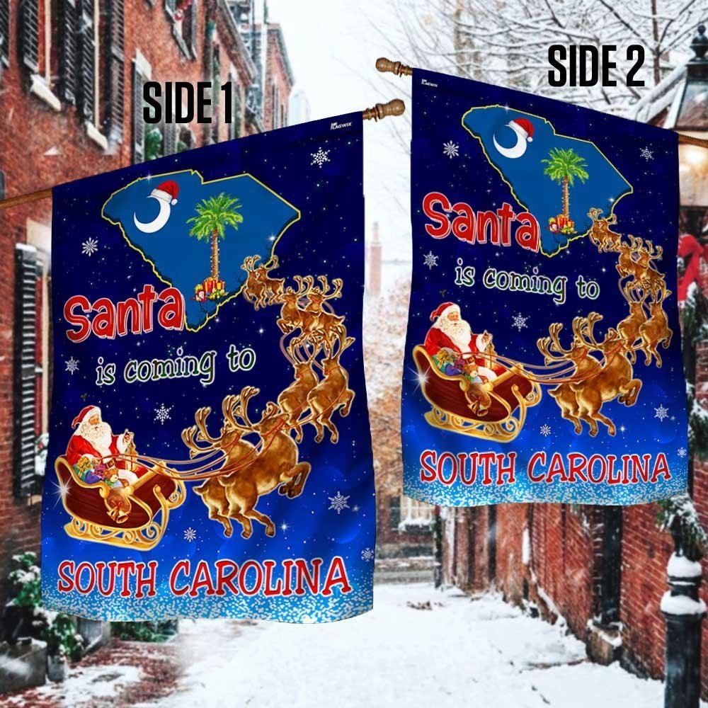 South Carolina Christmas Flag Santa Is Coming To South Carolina – Christmas Flag Outdoor Decoration