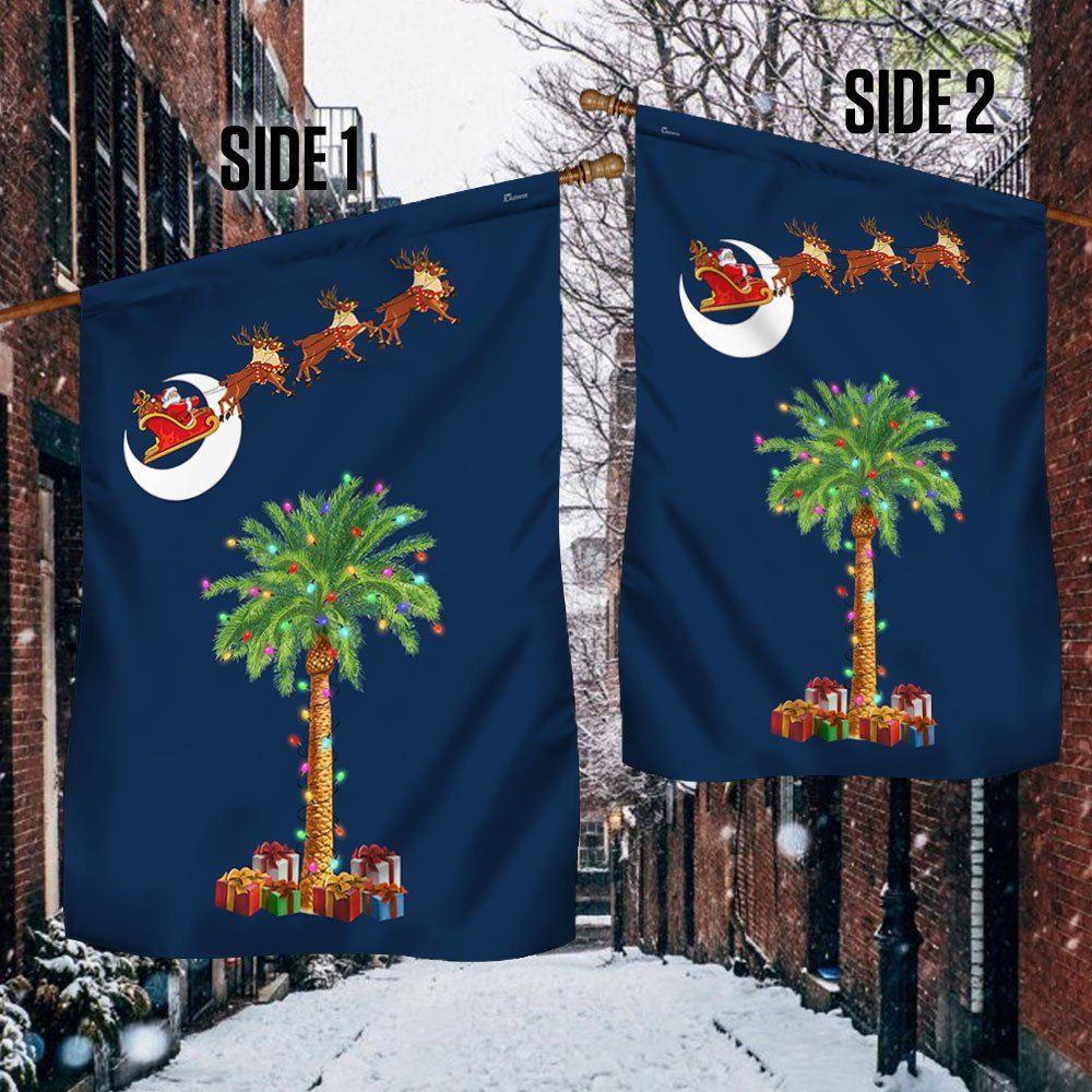 South Carolina Christmas Flag Santa Palmetto Tree – Christmas Flag Outdoor Decoration