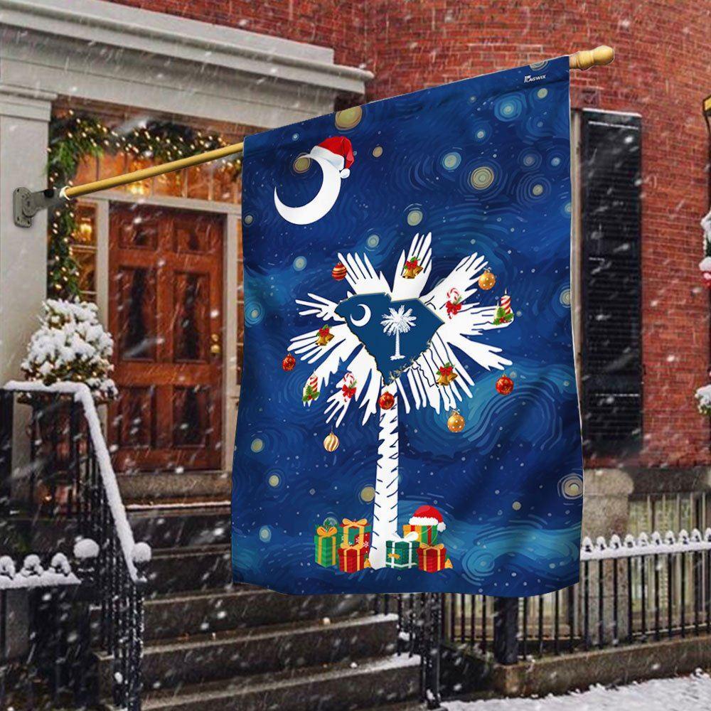 South Carolina Christmas Starry Night Flag – Christmas Flag Outdoor Decoration