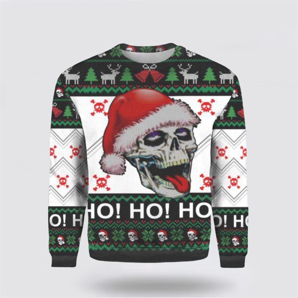 Spooky Snd Festive Skull Santa Ugly Sweater For Adults – Christmas Gifts For Frends