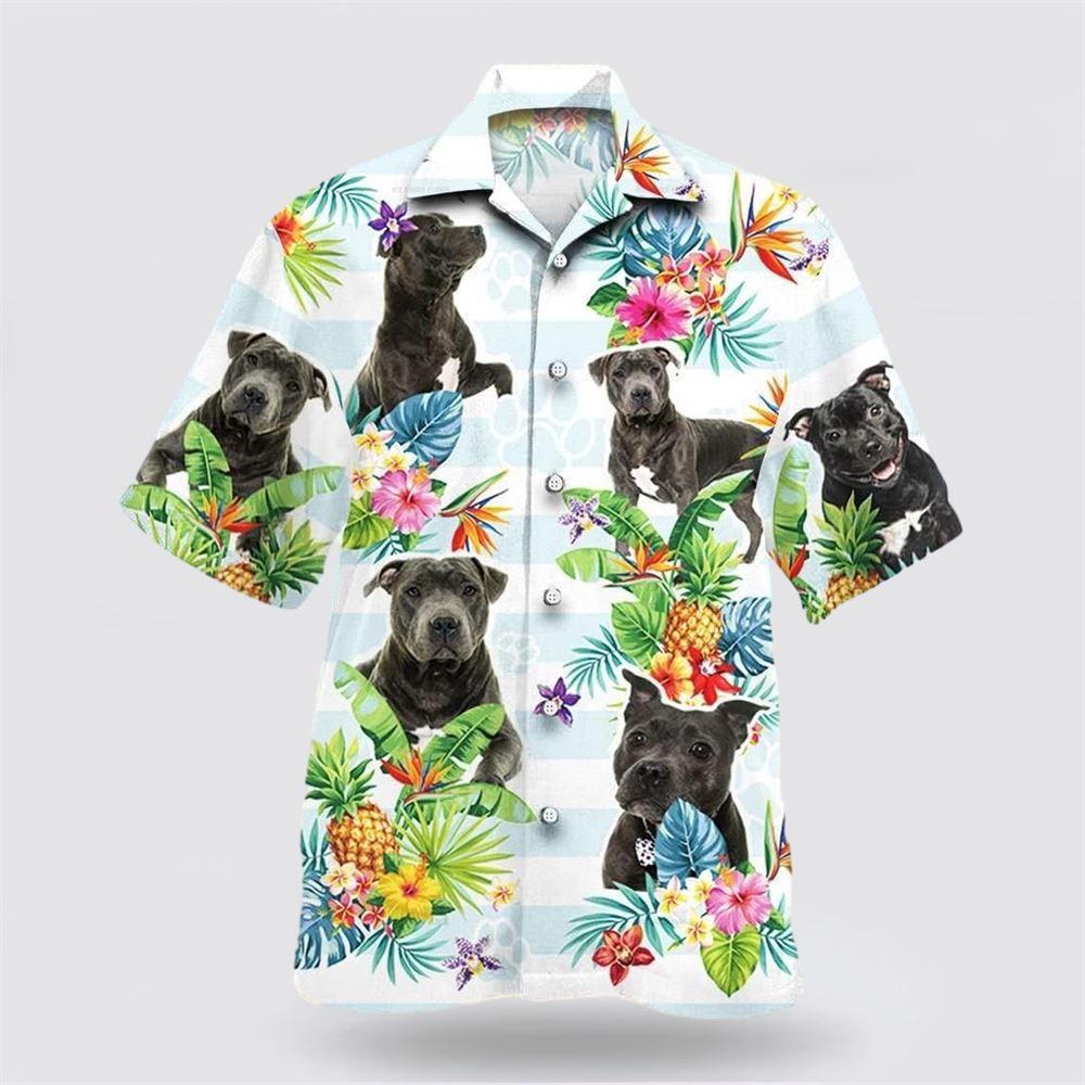 Staffordshire Bull Terrier Dog Pineapple Flower Pattern Hawaiian Shirt – Dog Lover Hawaiian Shirts