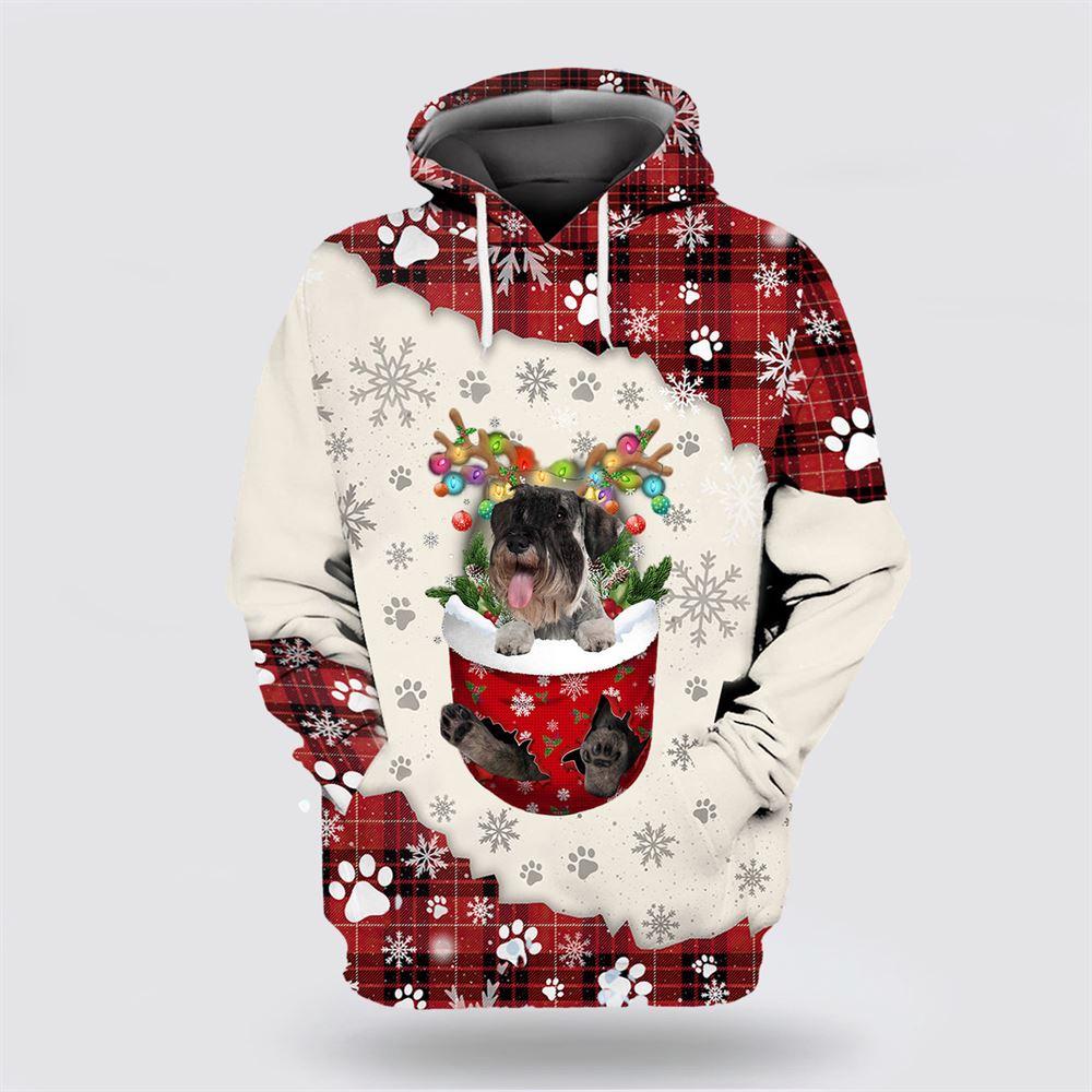 Standard Schnauzer In Snow Pocket Merry Christmas All Over Print 3D Hoodie – Dog Lover Christmas Hoodie