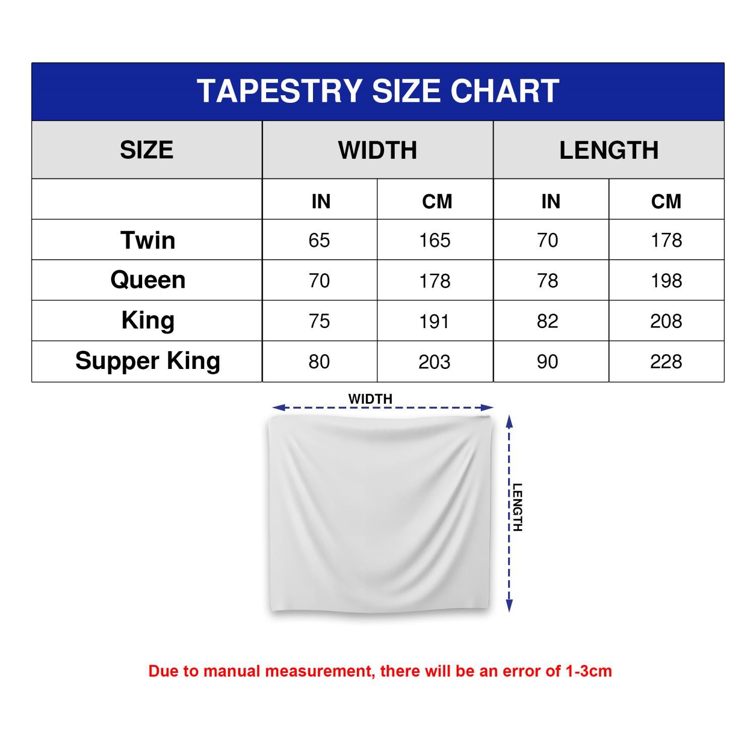 Tapestry Size Chart