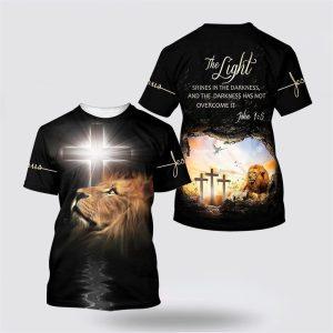 The Light Shines In The Darkness Lion Cross All Over Print 3D T Shirt Gifts For Christians 3 wxjkqv.jpg
