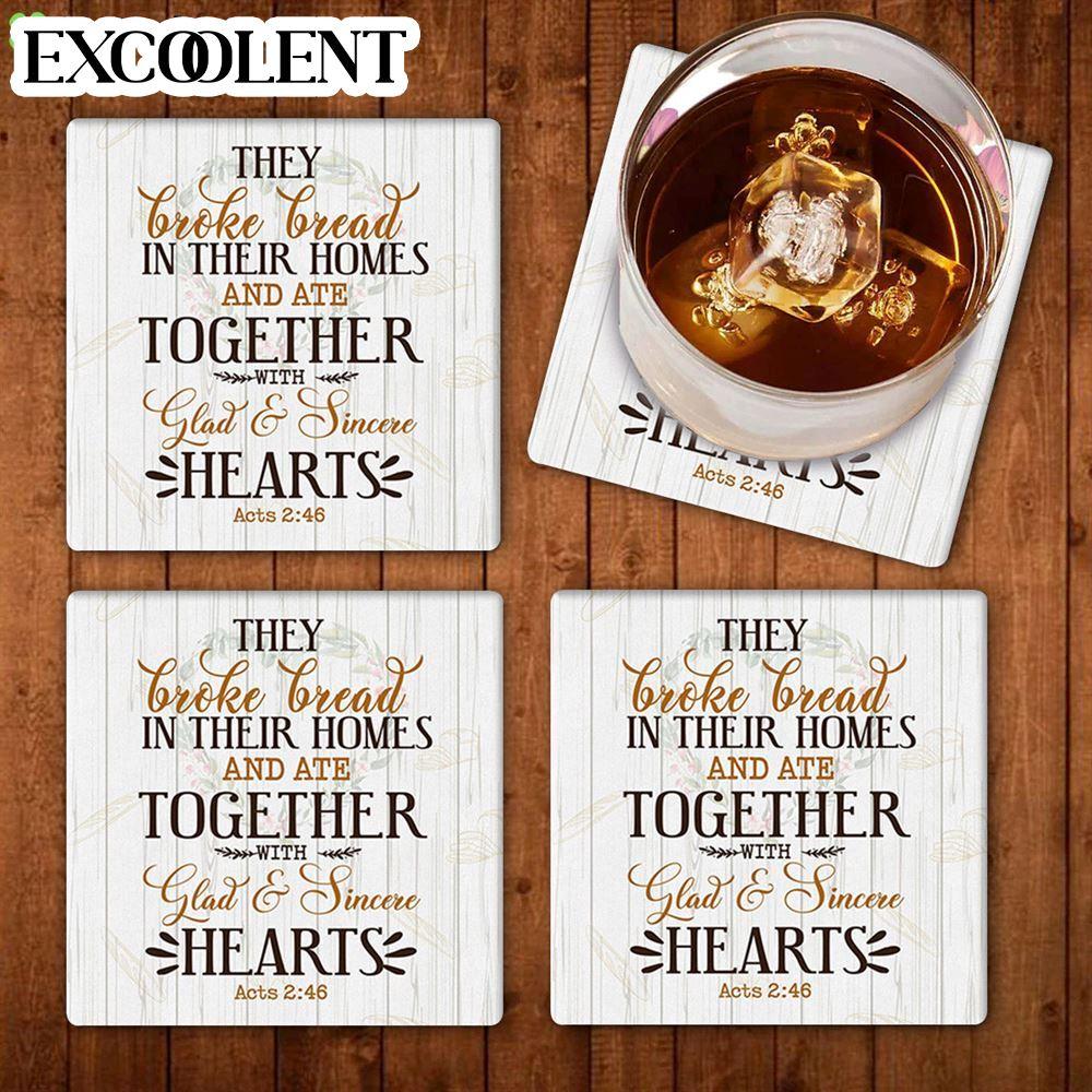 They Broke Bread In Their Homes Acts 246 Niv Stone Coasters – Coasters Gifts For Christian