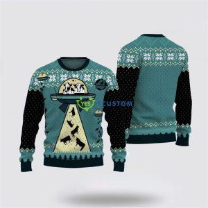 UFO ALien Cow Abduction Ugly Christmas Sweater&hellip;