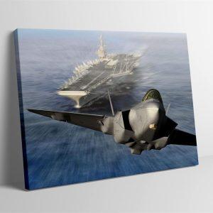 US Air Force F-35 Airplane Lightning II Fighter Jet Canvas Wall Art – Gift For Military Personnel