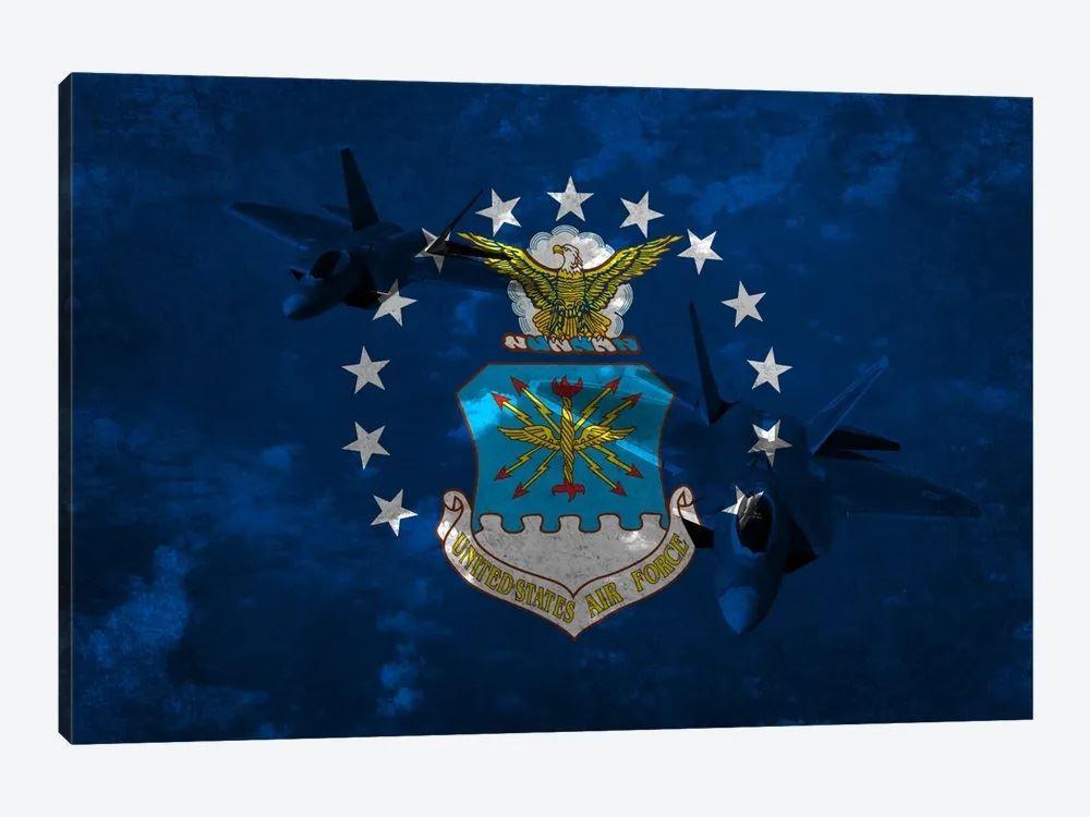 US Air Force Flag F-22 Raptor Background Canvas Wall Art – Gift For Military Personnel