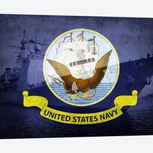 US Navy Flag USS Monterey Background Canvas Wall Art – Gift For Military Personnel
