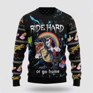 Unicorn Dinosaur Unicorn Ride Hard Ugly Christmas&hellip;