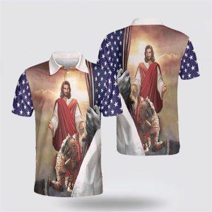Veteran And Jesus American Flag Polo Shirts&hellip;