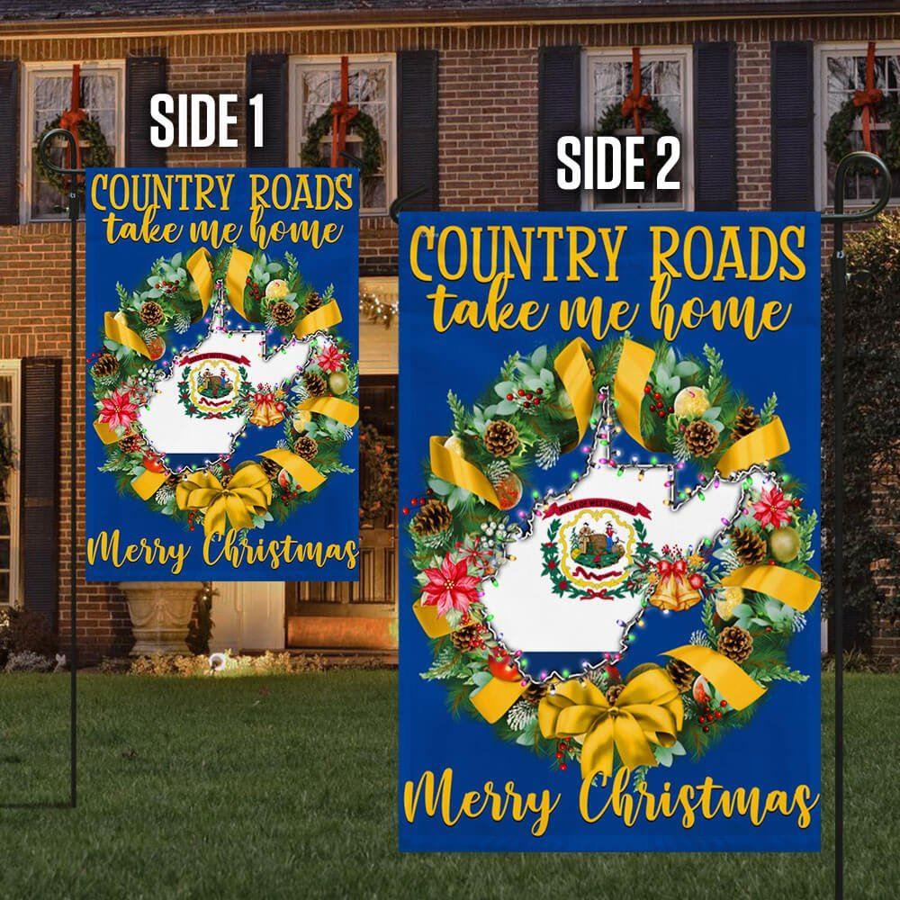 West Virginia Merry Christmas Country Roads Take Me Home Flag – Christmas Flag Outdoor Decoration