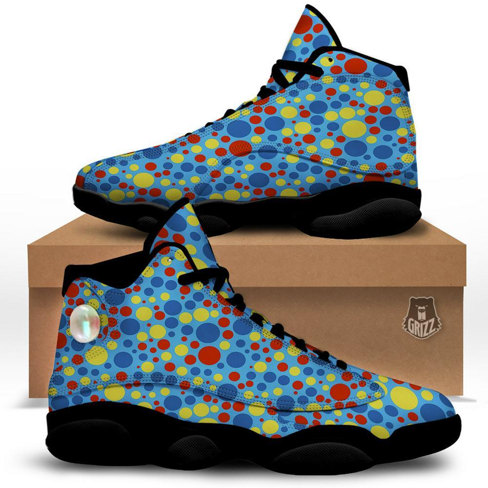 Autism Basketball Shoes, Autism Awareness Dots Color Print Pattern Basketball Shoes, Autism Shoes, Autism Awareness Shoes