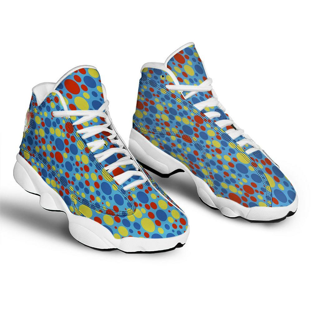 Autism Basketball Shoes, Autism Awareness Dots Color Print Pattern Basketball Shoes, Autism Shoes, Autism Awareness Shoes