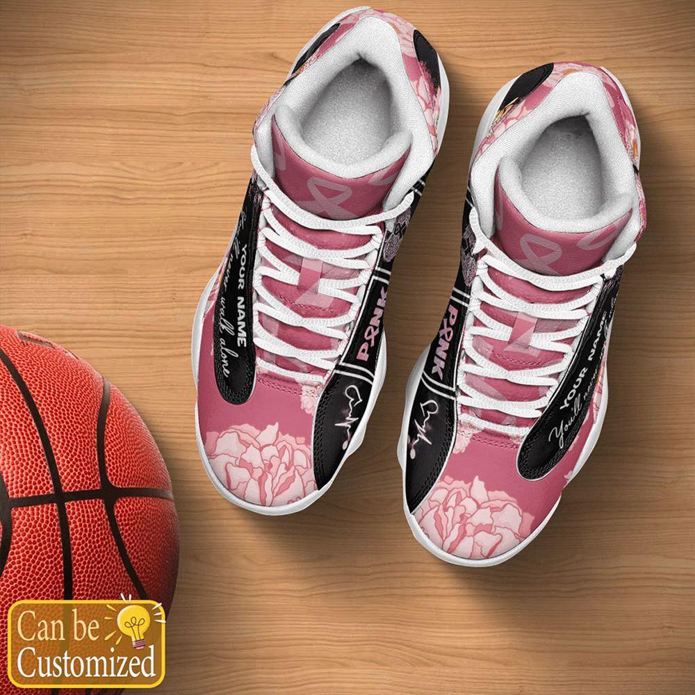 Breast Cancer Basketball Shoes, Custom Name Breast Cancer You’ll Never Walk Alone Basketball Shoes, Breast Cancer Shoes